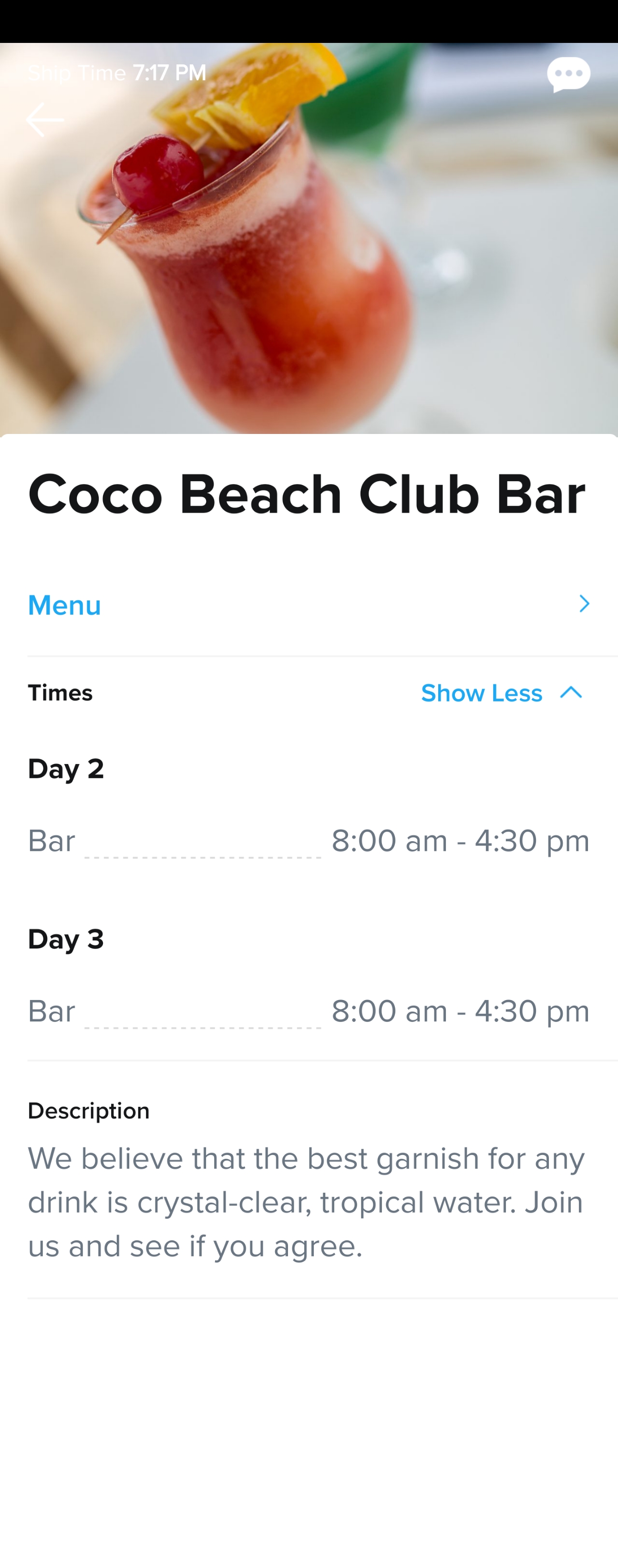 Bar/Restaurant Menu & Hours, Perfect Day at CocoCay